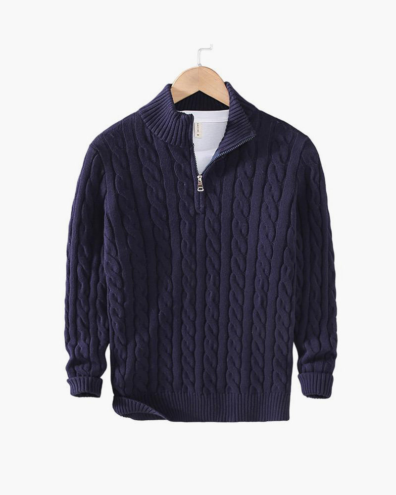 James | Classic Cable Half Zip Knit Sweater