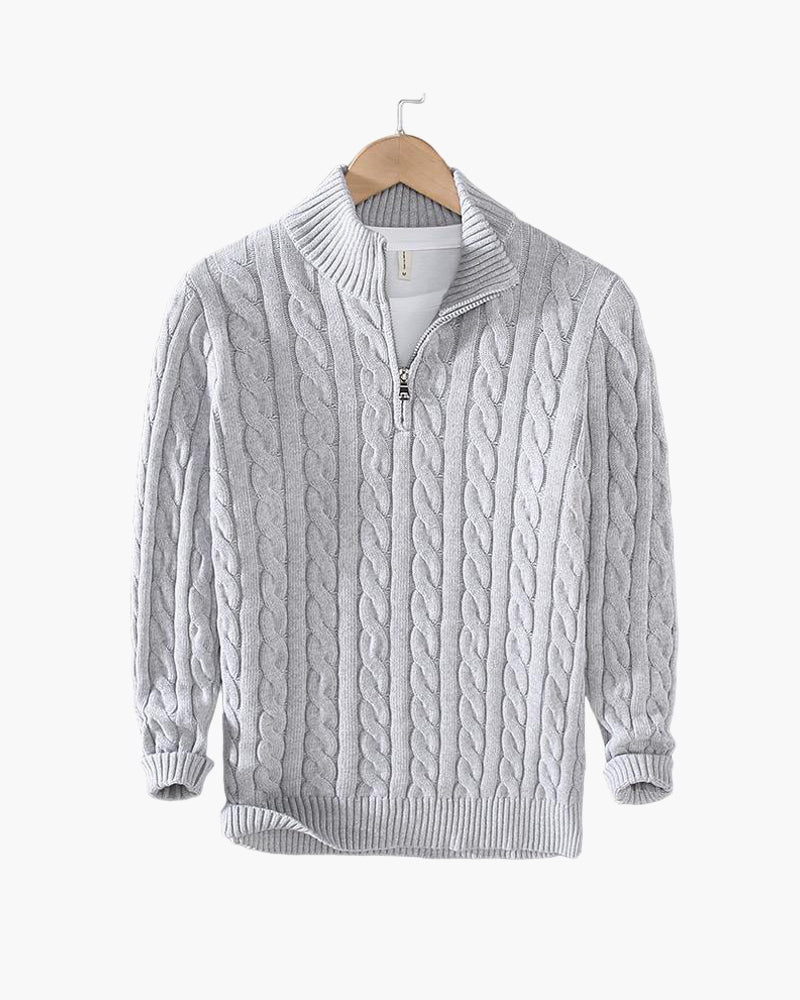 James | Classic Cable Half Zip Knit Sweater