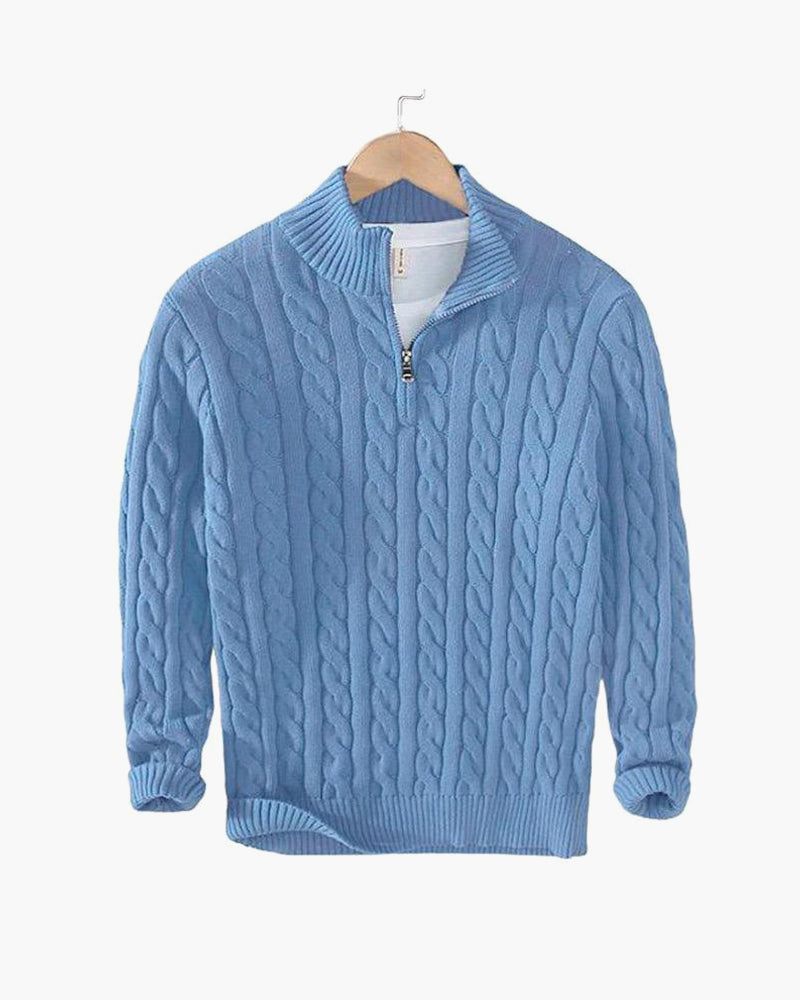 James | Classic Cable Half Zip Knit Sweater