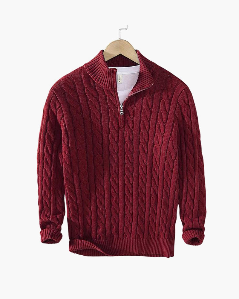 James | Classic Cable Half Zip Knit Sweater