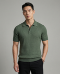 Theo | Fitted Ribbed Polo Shirt Minimal Knit Top