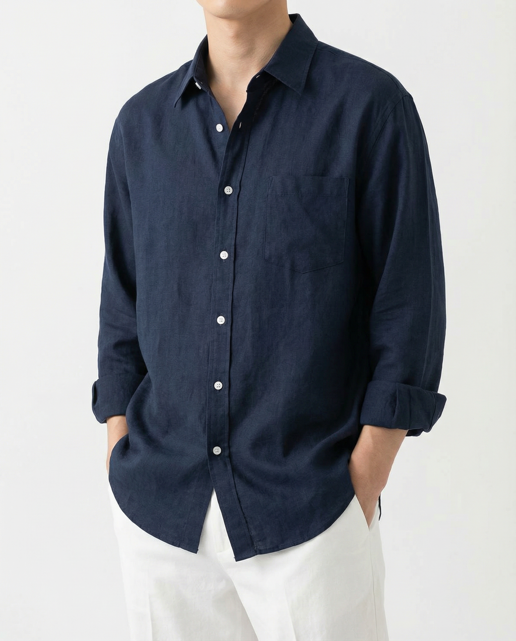 Noah | Linen Pocket Shirt Shirt Relaxed Fit Long Sleeve