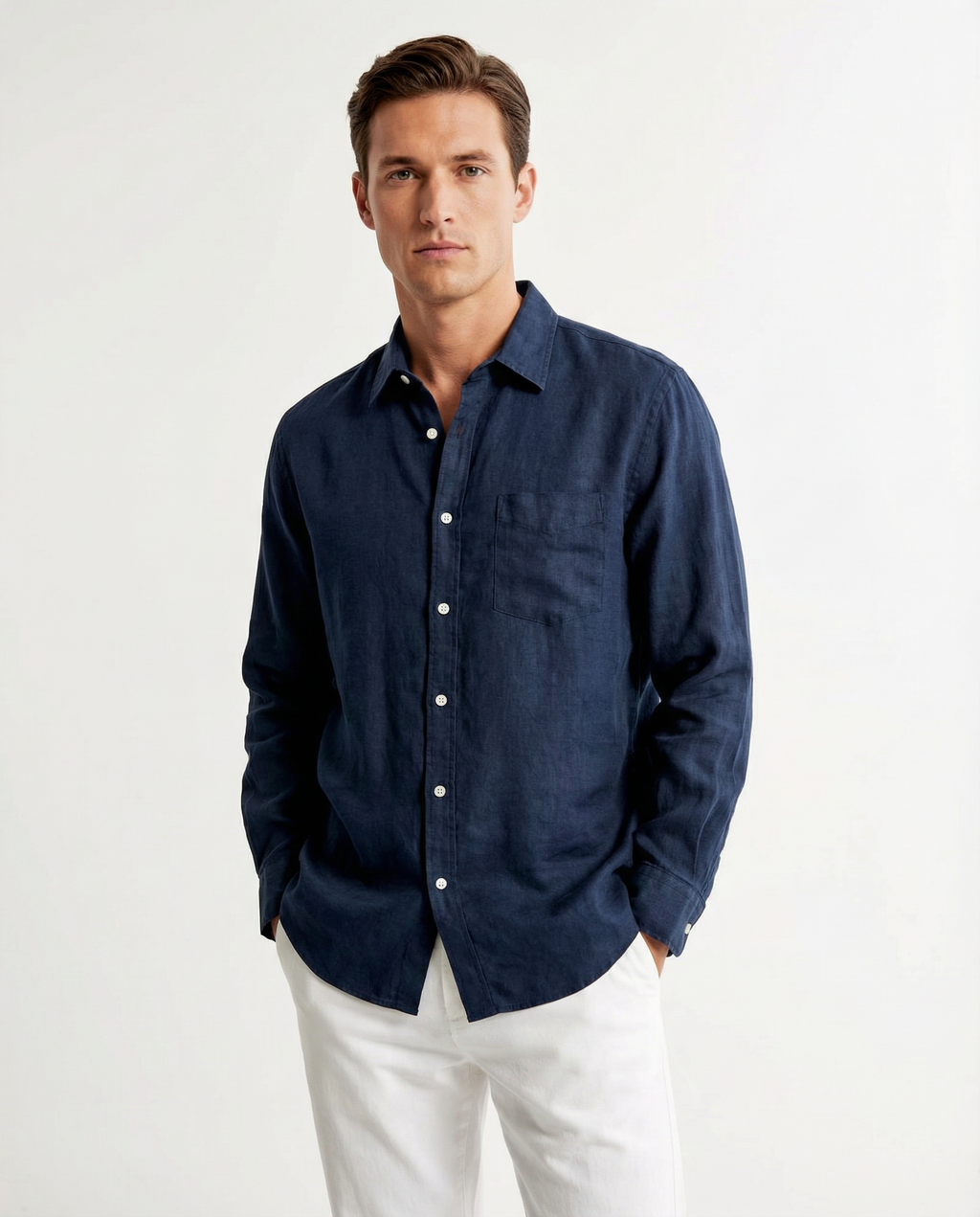 Noah | Linen Pocket Shirt Shirt Relaxed Fit Long Sleeve